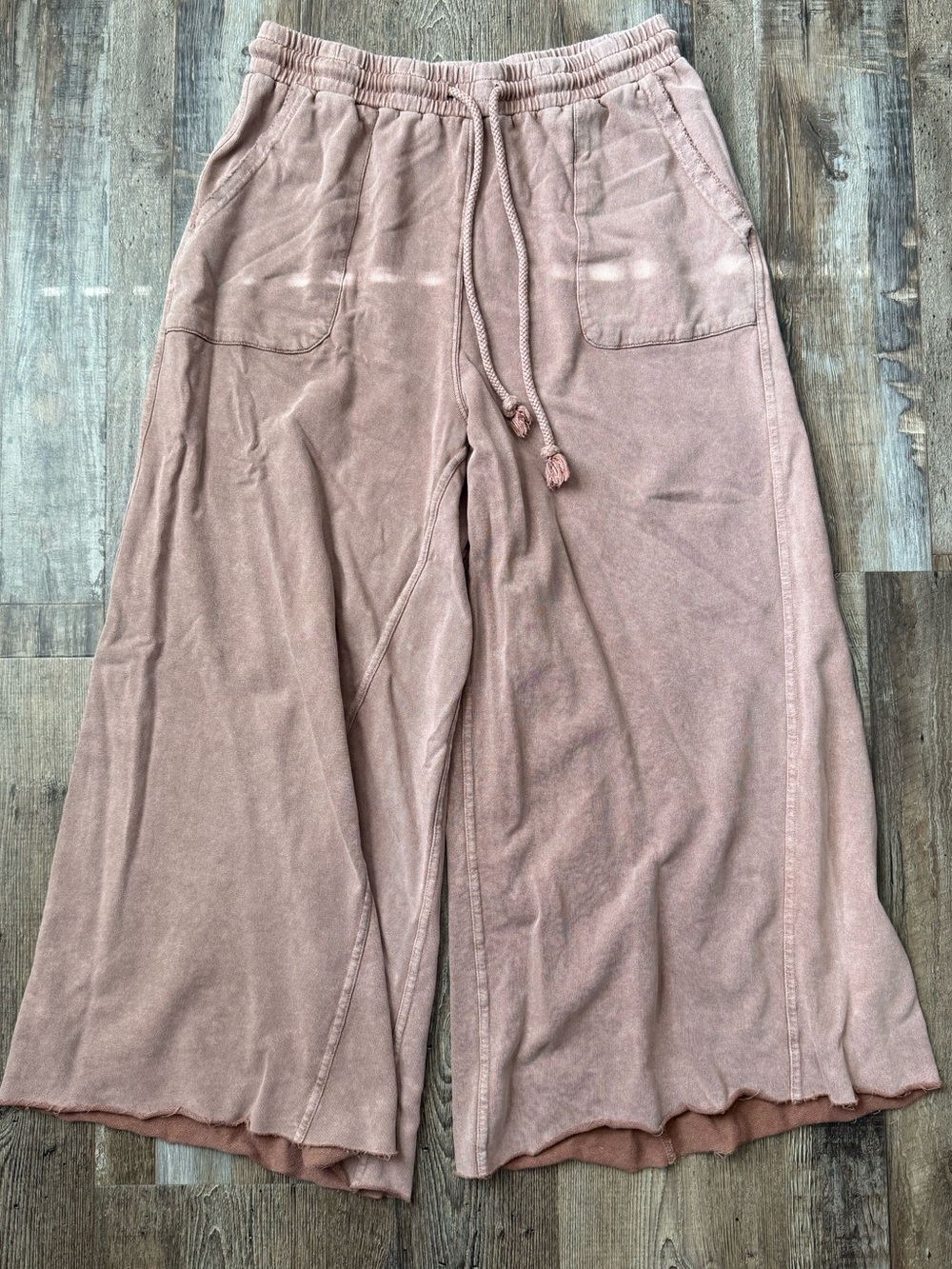 Easel Wide Leg Palazzo Pants in Dusty Rose